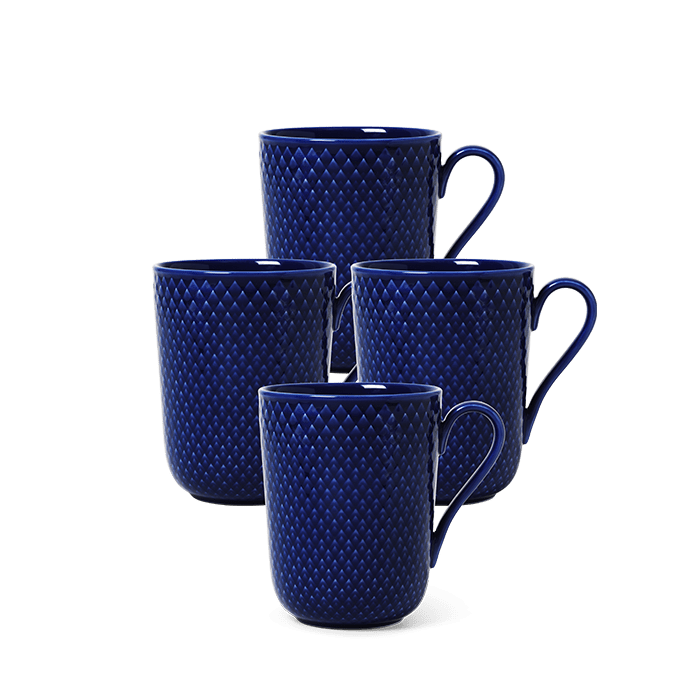 Lyngby Porcelæn Rhombe Color Mug With Handle Set, Dark Blue, 11.2 Oz, 4  Pcs. – rosendahl.com