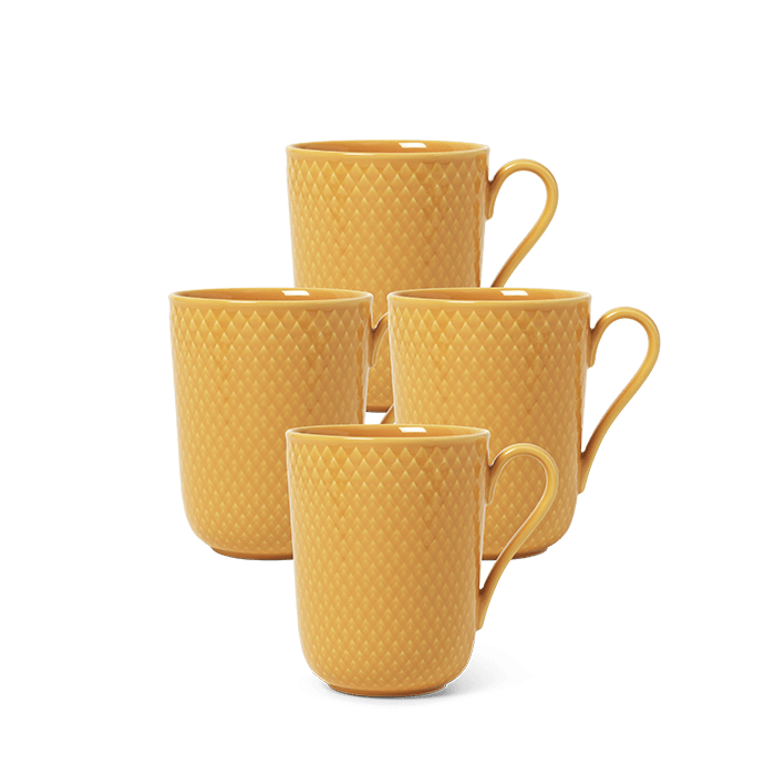 Lyngby Porcelæn Rhombe Color Mug With Handle Set, Yellow, 11.2 Oz, 4 Pcs. –  rosendahl.com