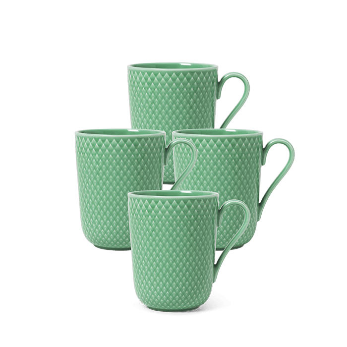 Lyngby Porcelæn Rhombe Color Mug With Handle Set, Green, 11.2 Oz, 4 Pcs. –  rosendahl.com