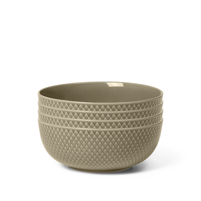 Lyngby Porcelæn Rhombe Earth Bowl, Clay, 4 pcs. – rosendahl.com