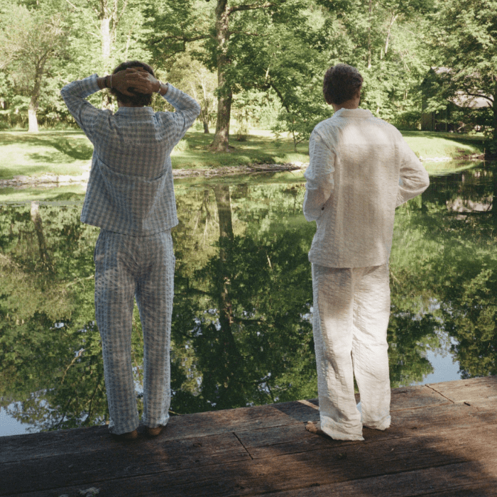 JUNA Bianca Lounge Shirt, White/Light Blue