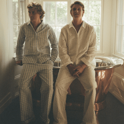 JUNA Bianca Lounge Shirt, White/Light Blue