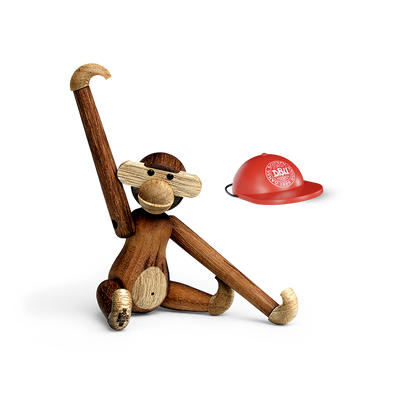 Kay Bojesen Monkey with Cap x DBU 2024, Mini, Teak/Limba