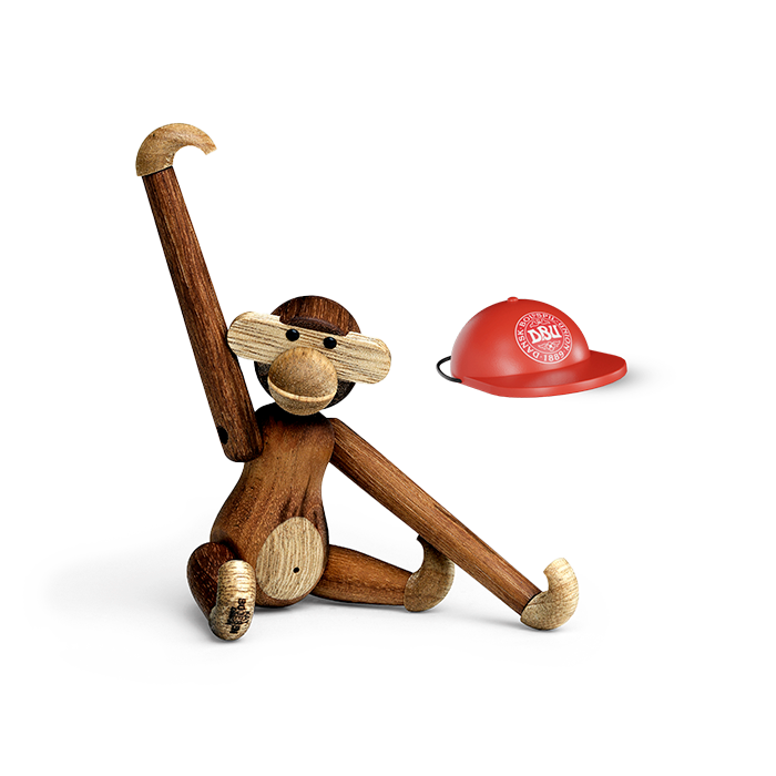 Kay Bojesen Monkey with Cap x DBU 2024, Mini, Teak/Limba