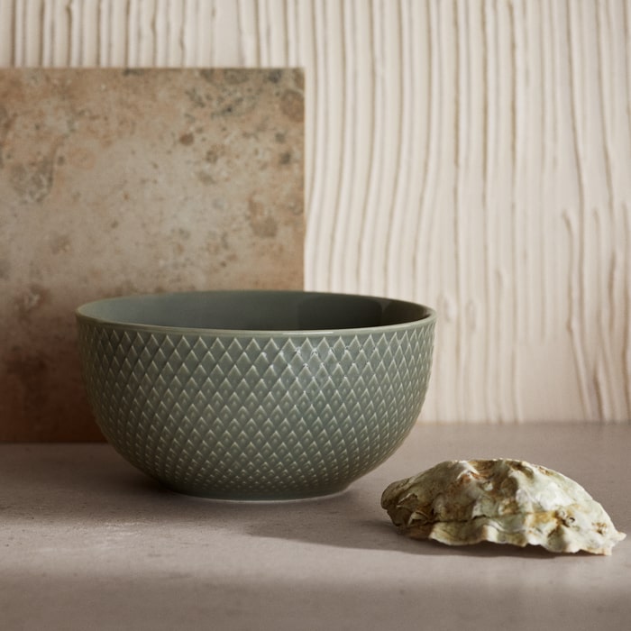 Lyngby Porcelæn Rhombe Earth Bowl, Moss, Ø: 5.1