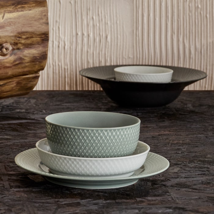 Lyngby Porcelæn Rhombe Earth Bowl, Moss, Ø: 5.1