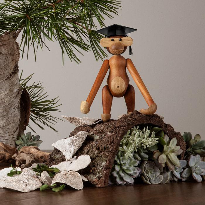 Kay Bojesen Monkey with Graduation Cap, Teak/Limba, Small