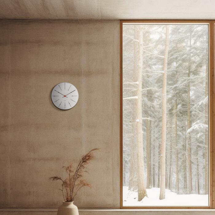 Arne Jacobsen Bankers Wall Clock, White, Large, Ø: 11.4