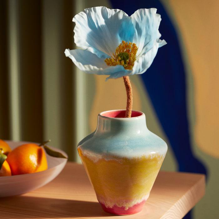 Kähler Poppery Vase, Pink/Mint/Yellow, H: 4.7&