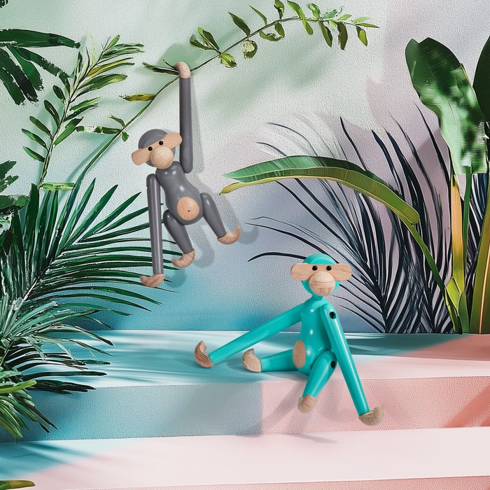 Kay Bojesen Monkey, Mini, Turquoise, H: 3.7