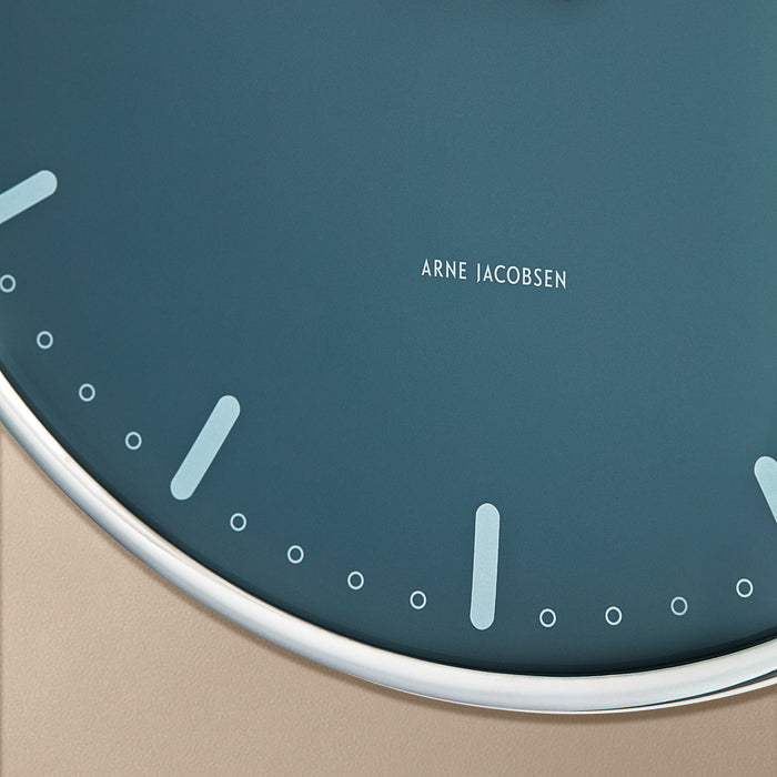 Arne Jacobsen City Hall Wall Clock, Large, Blue, Ø: 11.4