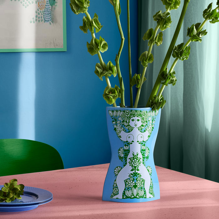 Bjørn Wiinblad Nina Vase, Light Blue/Green, H: 11.2
