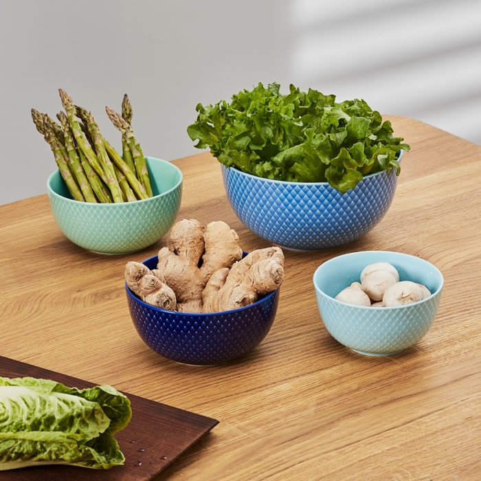 Lyngby Porcelæn Rhombe Color Serving Bowl, Blue, Ø: 6.9