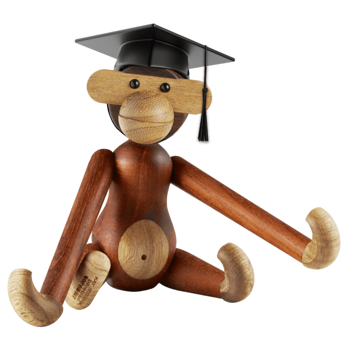 Kay Bojesen Monkey with Graduation Cap, Teak/Limba, Small – rosendahl.com