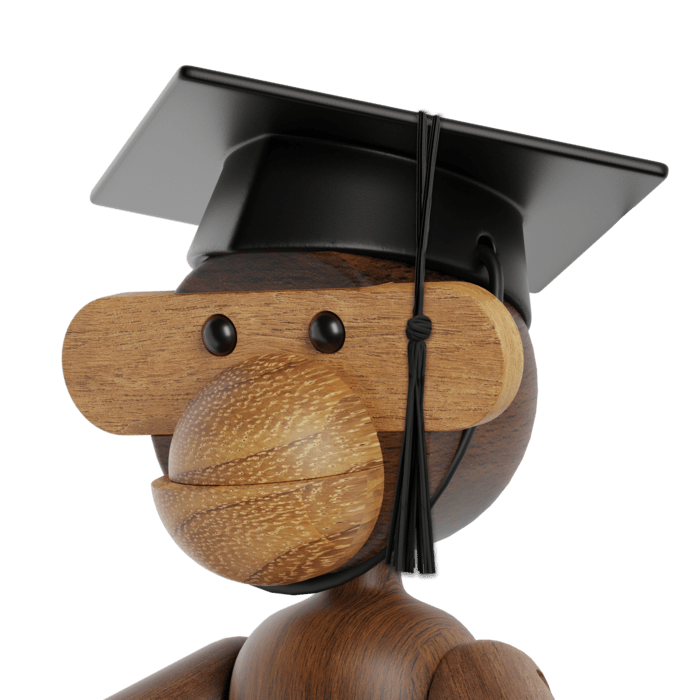 Kay Bojesen Monkey with Graduation Cap, Small, Teak/Limba