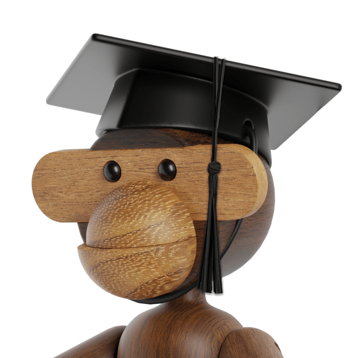 Kay Bojesen Monkey with Graduation Cap, Teak/Limba, Small – rosendahl.com