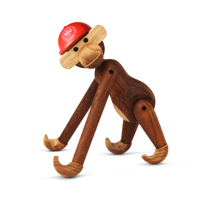 Kay Bojesen Monkey with Cap x DBU 2024, Mini, Teak/Limba