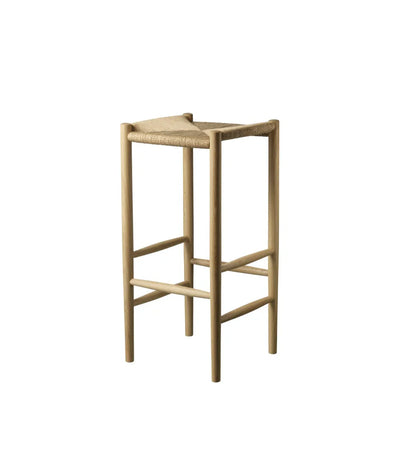 FDB Møbler J164B Bar Stool, Nature Lacquered Oak, Squared
