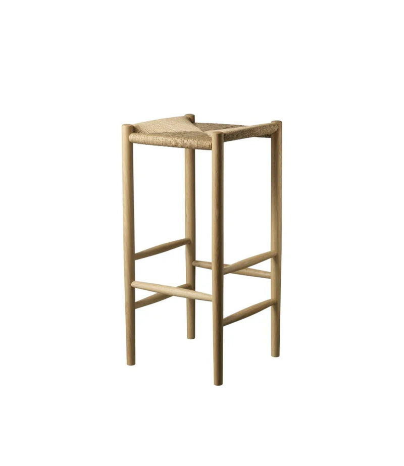 FDB Møbler J164B Bar Stool, Nature Lacquered Oak, Squared