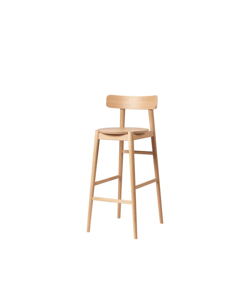 FDB Møbler J184 Øst Bar Chair, Nature Lacquered Oak/Nature Veneer