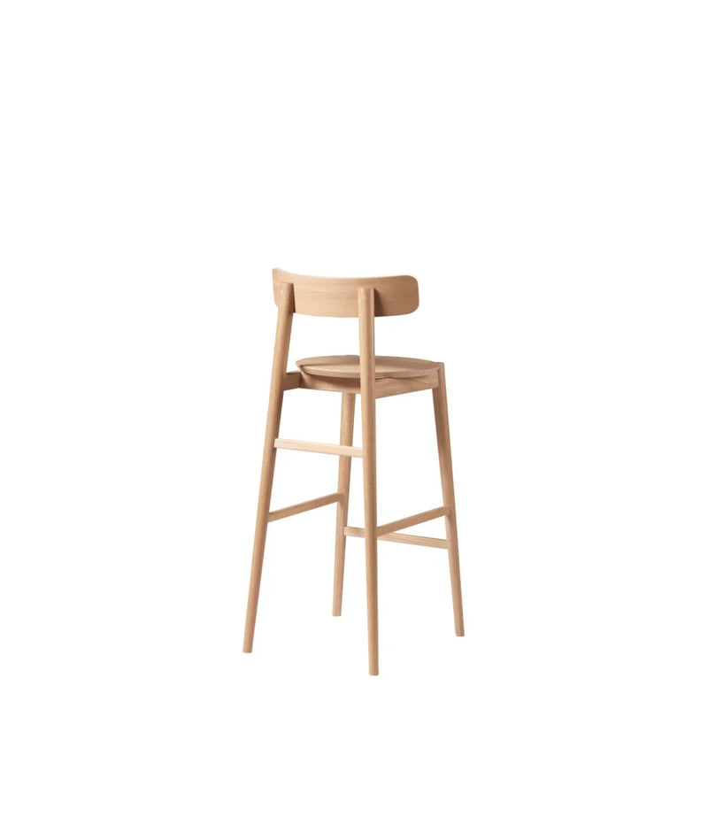 FDB Møbler J184 Øst Bar Chair, Nature Lacquered Oak/Nature Veneer