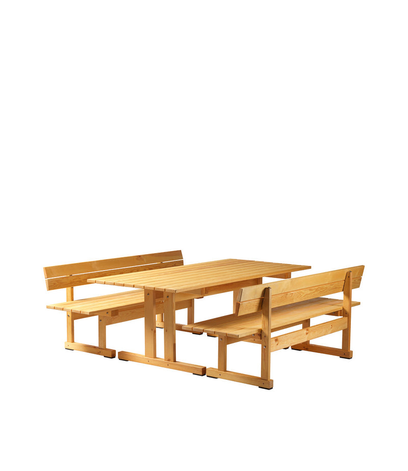 FDB Møbler M16 Ermelunden Bench With Backrest, Nature Oiled Pine