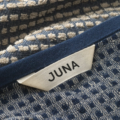 JUNA Check Bath Towels Set, Dark Blue/Sand, 4 pcs.