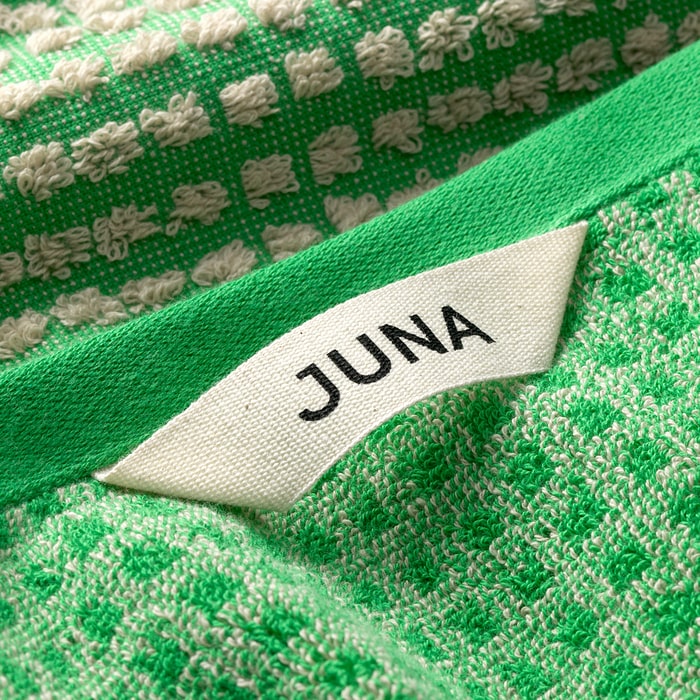 JUNA Check Bath Towels Set, Green/Sand, 4 Pcs.