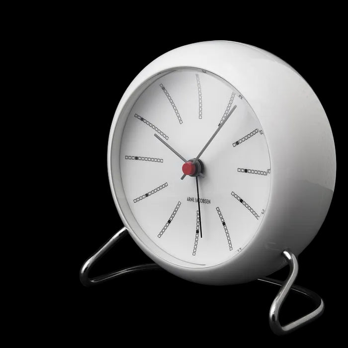 Arne Jacobsen Bankers Table Clock, White, Ø: 4.3