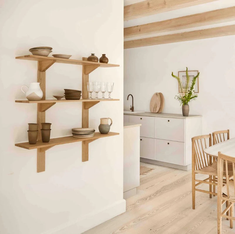 FDB Møbler B100 Shelves, Solid Nature Oiled Oak, Wide