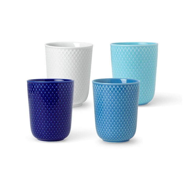 Lyngby Porcelæn Rhombe Color Mug Set, Blue Colors, 4 pc.