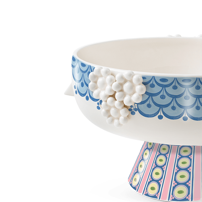 Bjørn Wiinblad Eva Bowl on Stand, Blue, Ø: 9.4