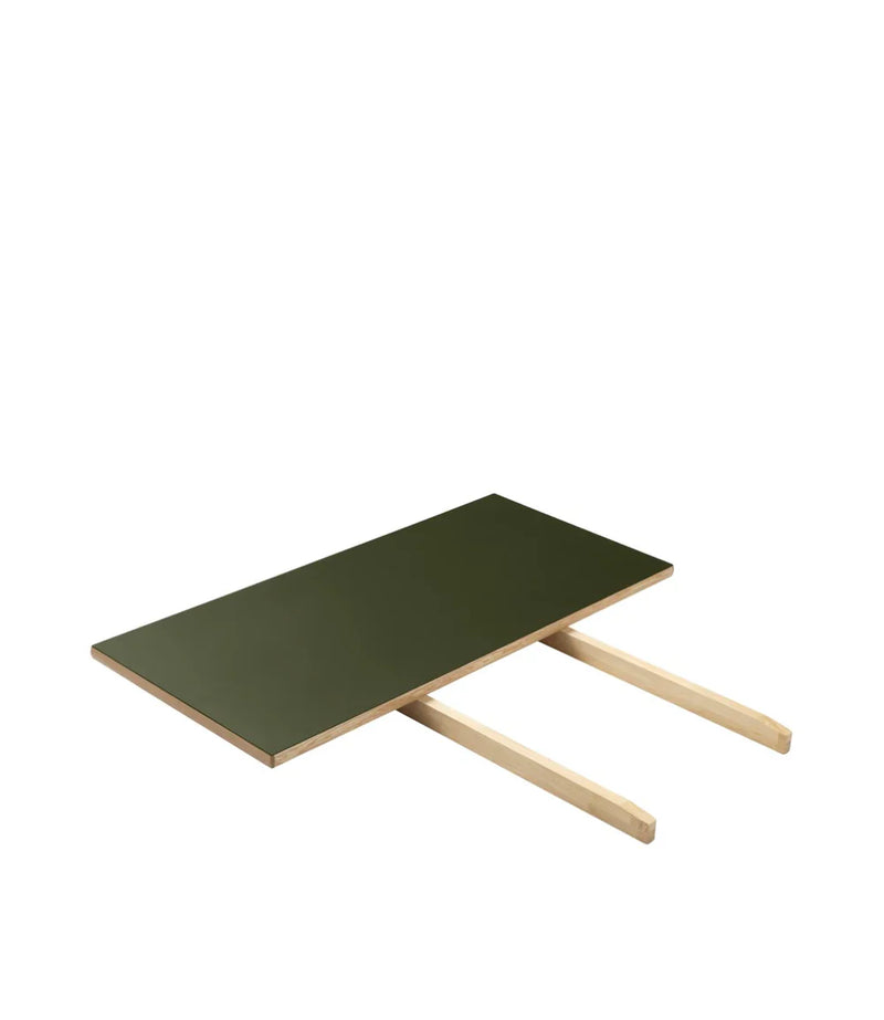 FDB Møbler C35 Extra Leaf, Nature Lacquered Oak/Olive Green Linoleum, Large