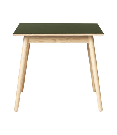 FDB Møbler C35A Dining Table, Nature Lacquered Oak/Olive Green Linoleum