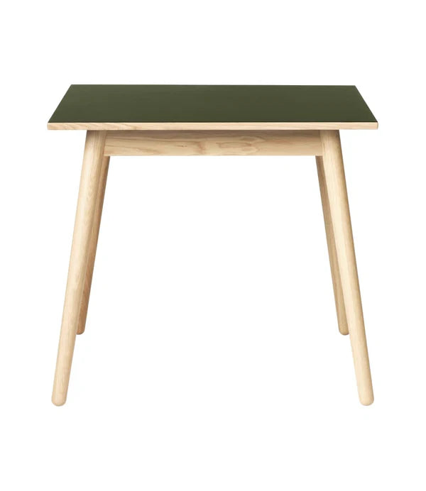 FDB Møbler C35A Dining Table, Nature Lacquered Oak/Olive Green Linoleum