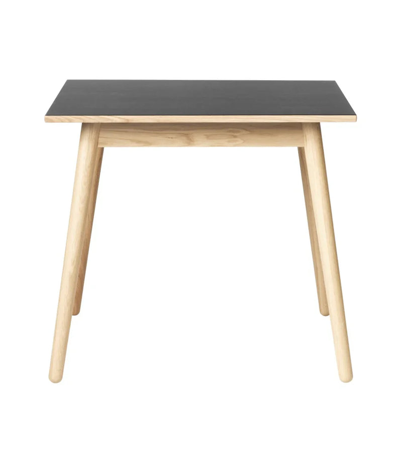 FDB Møbler C35A Dining Table, Nature Lacquered Oak/Black Linoleum