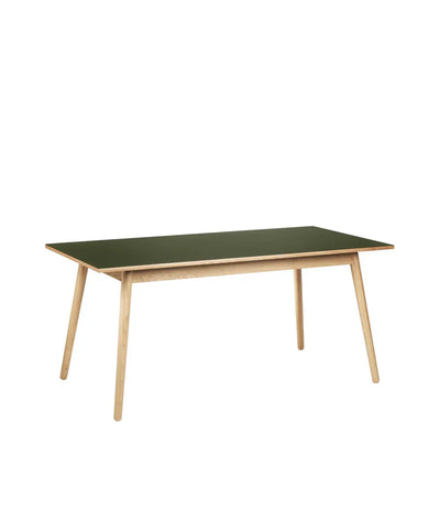 FDB Møbler C35B Dining Table, Nature Lacquered Oak/Olive Green Linoleum