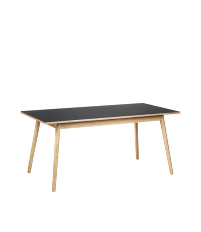 FDB Møbler C35B Dining Table, Nature Lacquered Oak/Dark Grey Linoleum