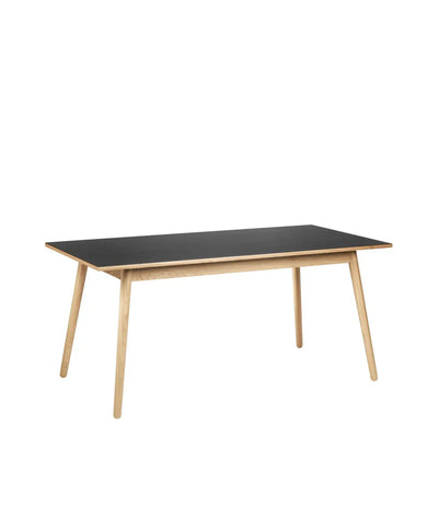 FDB Møbler C35B Dining Table, Nature Lacquered Oak/Black Linoleum