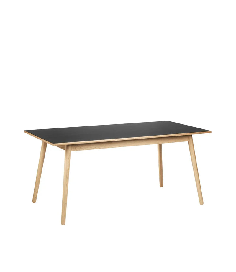 FDB Møbler C35B Dining Table, Nature Lacquered Oak/Black Linoleum