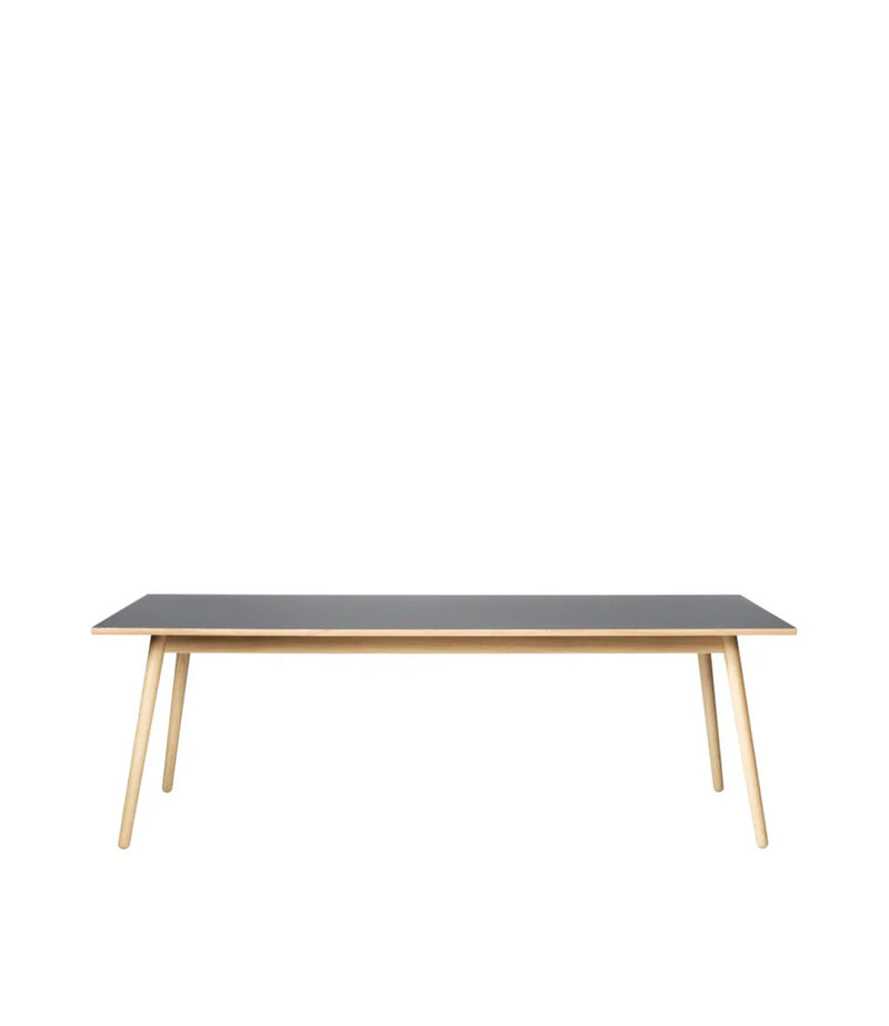 FDB Møbler C35C Dining Table, Nature Lacquered Oak/Dark Grey Linoleum