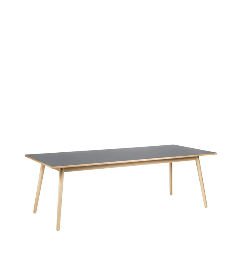 FDB Møbler C35C Dining Table, Nature Lacquered Oak/Dark Grey Linoleum