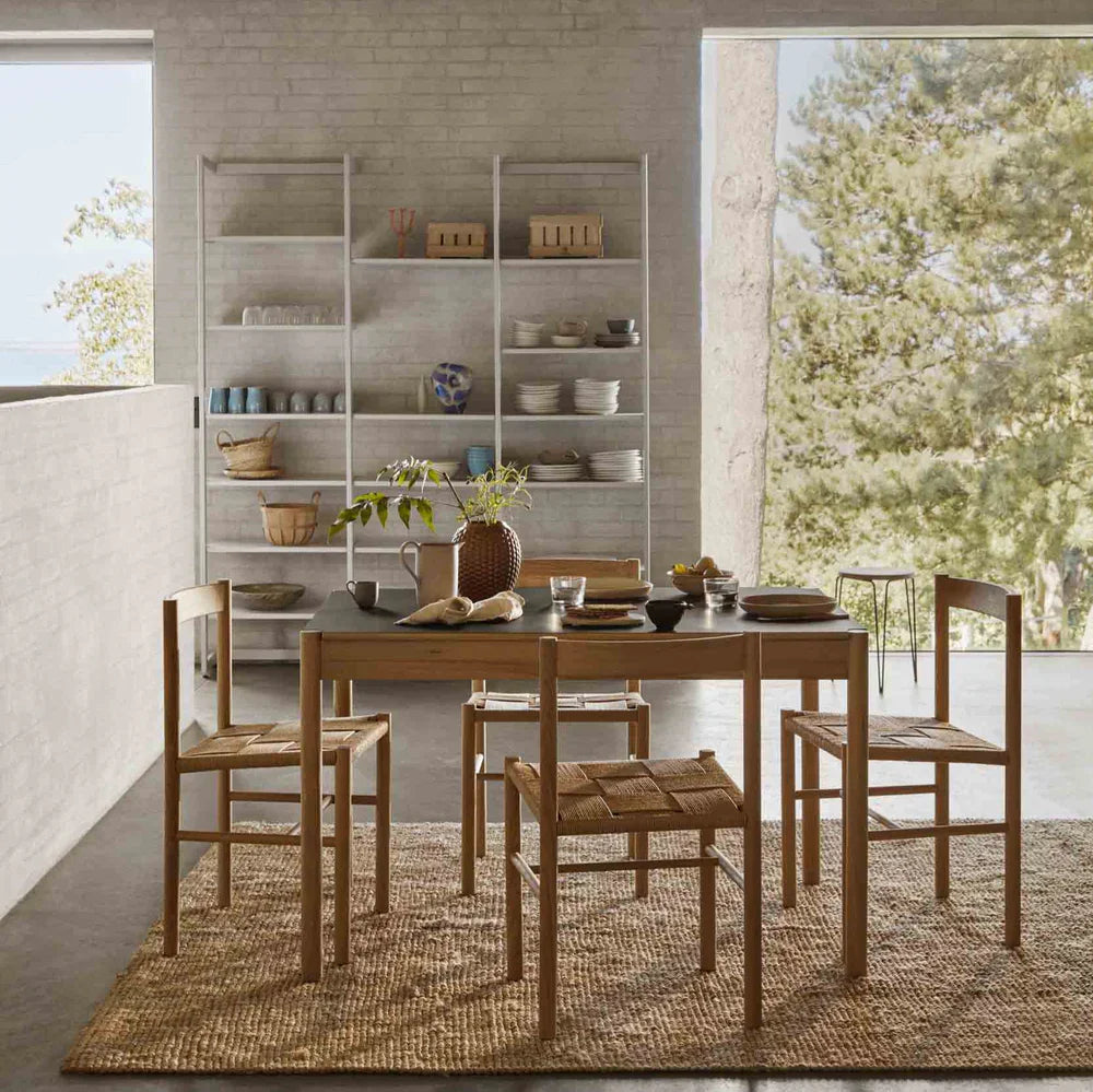 FDB Møbler Table φ700 FDB Møbler C44 Dining Table, Nature Lacquered Oak/Beige/Neutral