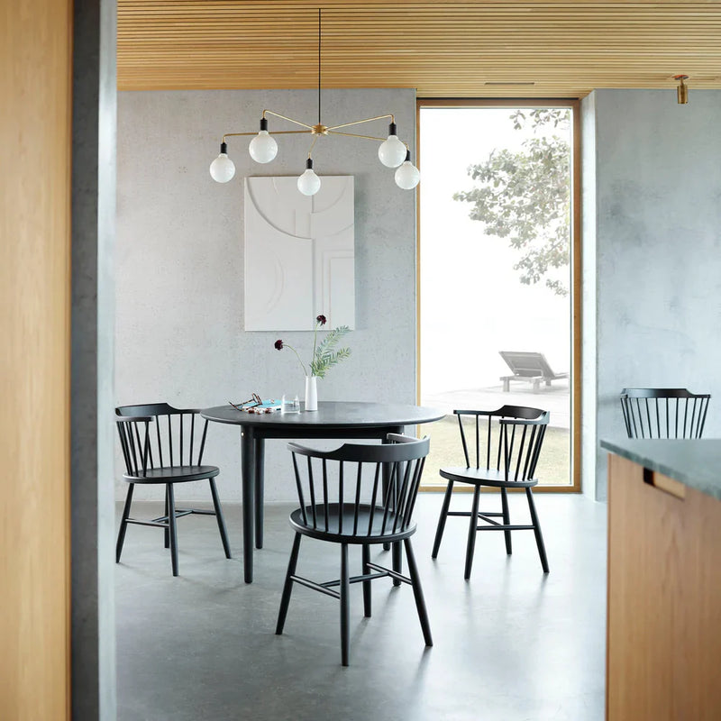 FDB Møbler C62 Bjørk Dining Table, Black Painted Solid Oak