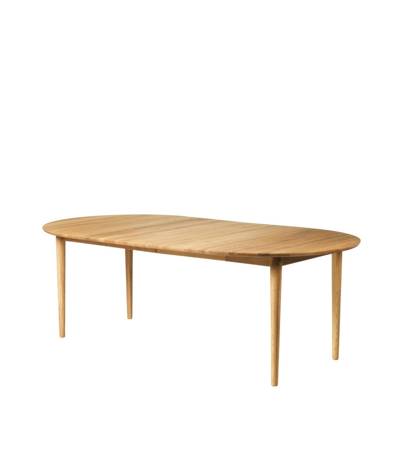 FDB Møbler C62E2TIL Bjørk Dining Table With 2 Extra Leafs, Solid Nature Oiled Oak