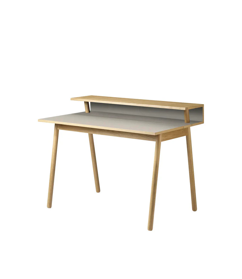 FDB Møbler C68 Nørrebro Desk, Nature Lacquered  Oak/Mushroom Linoleum