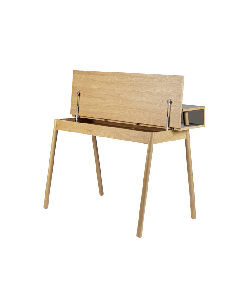 FDB Møbler C68 Nørrebro Desk, Nature Lacquered  Oak/Mushroom Linoleum