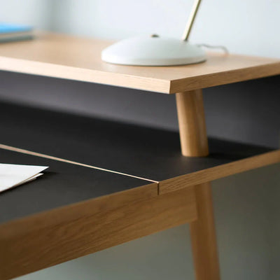 FDB Møbler C68 Nørrebro Desk, Nature Lacquered Oak/Nero Linoleum