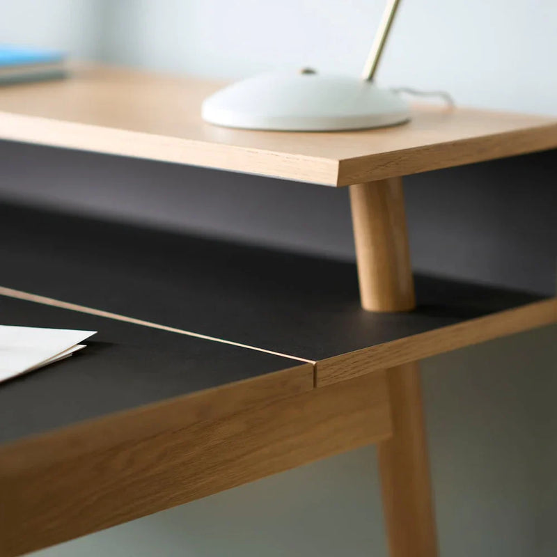 FDB Møbler C68 Nørrebro Desk, Nature Lacquered Oak/Nero Linoleum