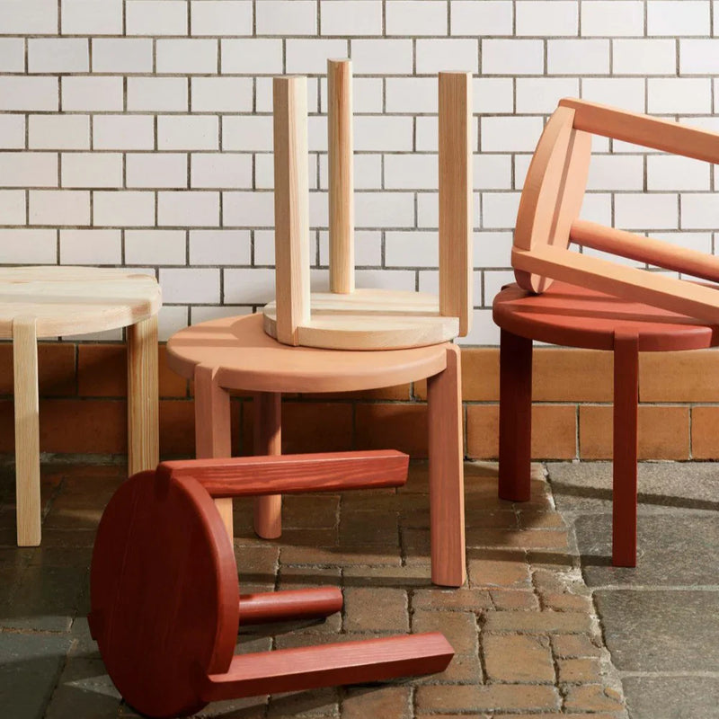 FDB Møbler D108 Ragnesminde Side Table, Solid Carmine Red Oiled Pine